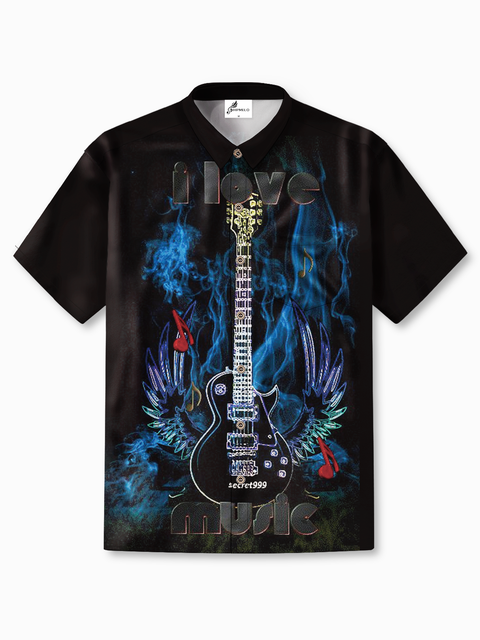Rock Punk Fire Guitar Funky Shirt Made of Moisture-wicking Fabric