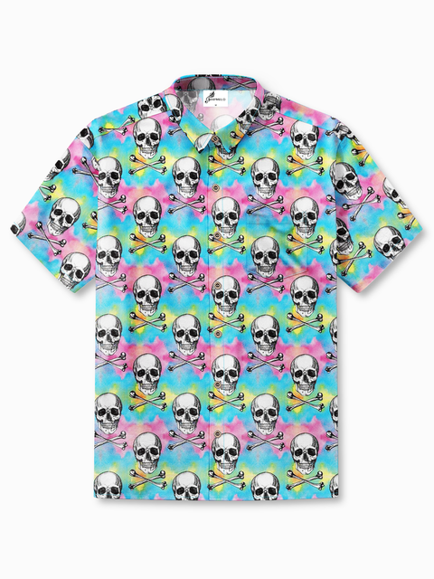 Rock Punk Skeleton Gradient Color Funky Shirt Made of Moisture-wicking Fabric